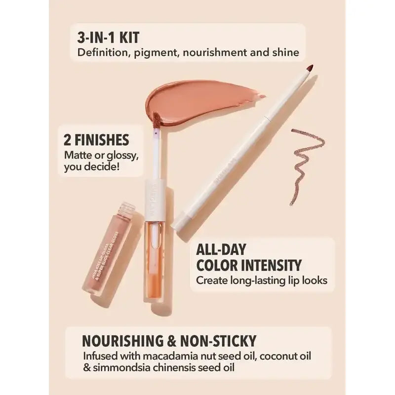 SHEGLAM Soft 90's Glam Lip Liner And Lip Duo Set - Haute Cocoa