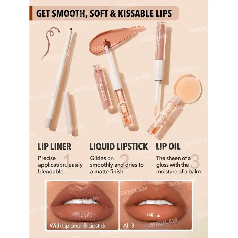 SHEGLAM Soft 90's Glam Lip Liner And Lip Duo Set - Haute Cocoa