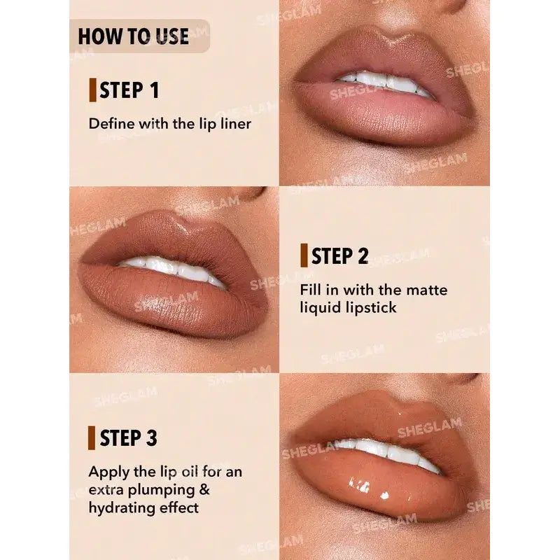 SHEGLAM Soft 90's Glam Lip Liner And Lip Duo Set - Haute Cocoa
